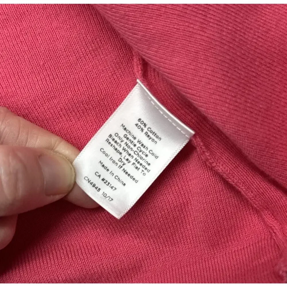 Talbots Open Cardigan Crop Sweater Womens Large Ruffle Sleeve Pink